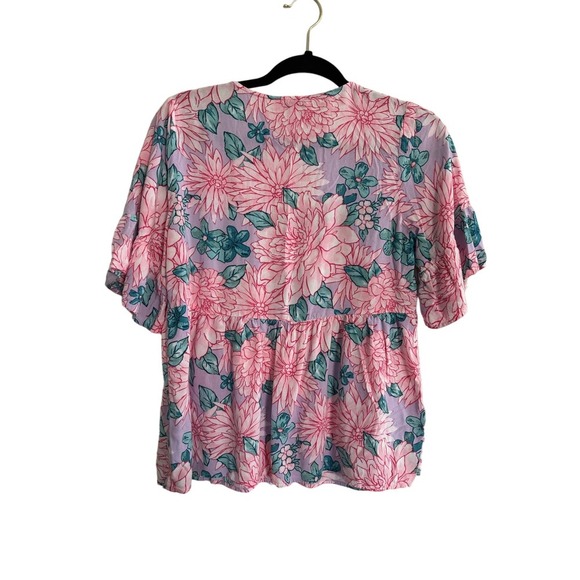 Andree’ By Unit Floral Peplum Top Size Small - Picture 4 of 5